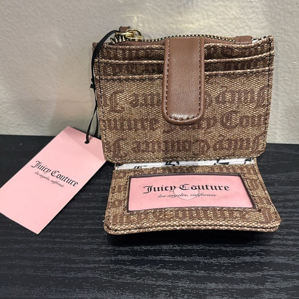 Juicy Couture Tan and Brown Card Holder with Gold Logo - Picture 2 of 5